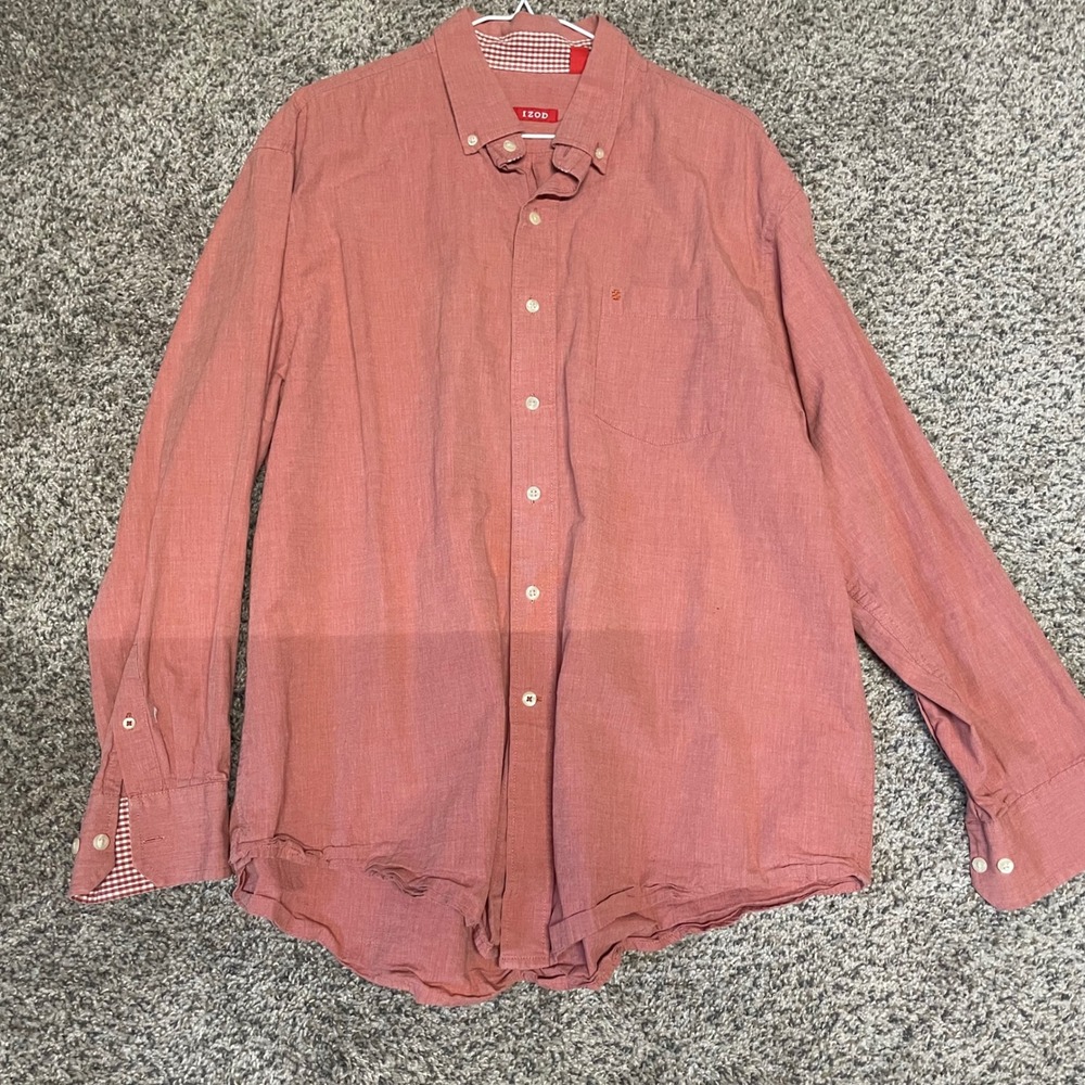 IZOD Button Down Shirt Long Sleeve Casual Gingham‎ Trim XL